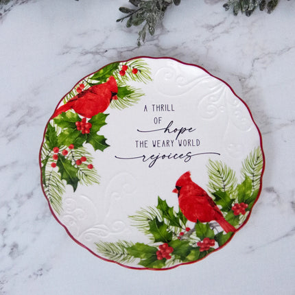 Ceramic Plate - Cardinal And Holly - 2 Pack