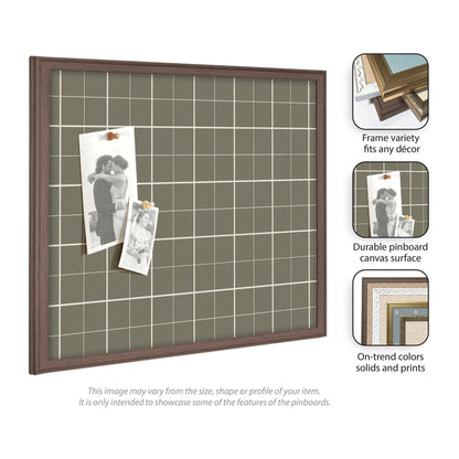 Framed Fabric Pinboard Sage Green Plaid Wall Organization