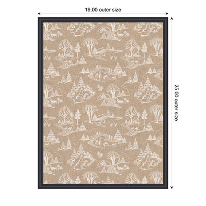 Kate and Laurel Framed Fabric Pinboard Wonderland White Toile