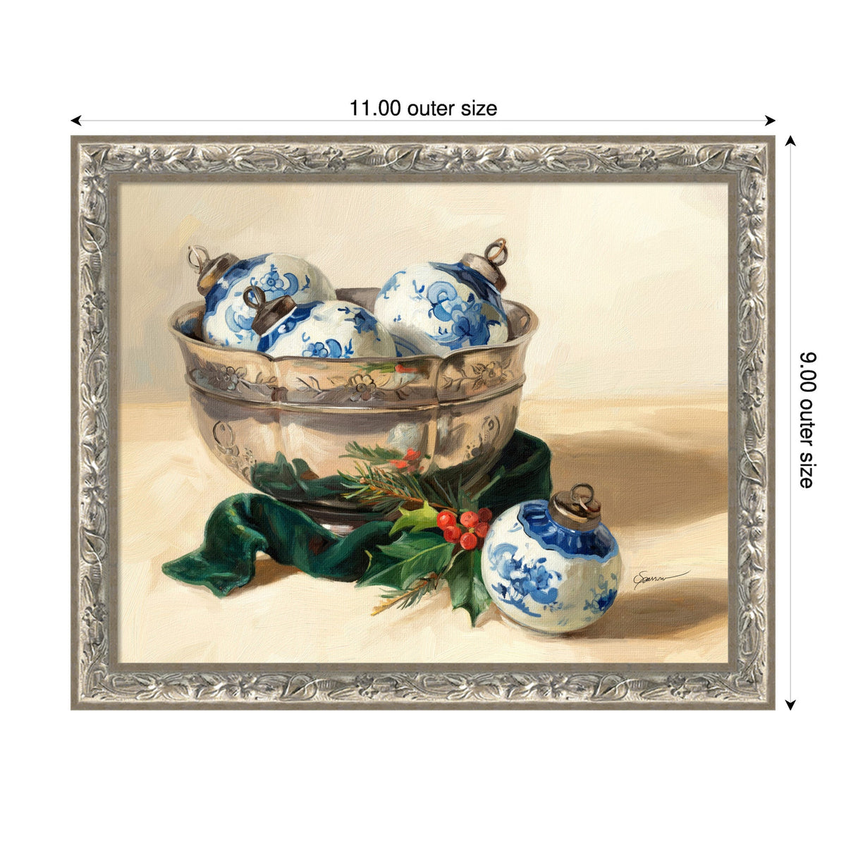 Blue Christmas 1 by Mary Sparrow Framed Mounted Canvas Wall Art Print