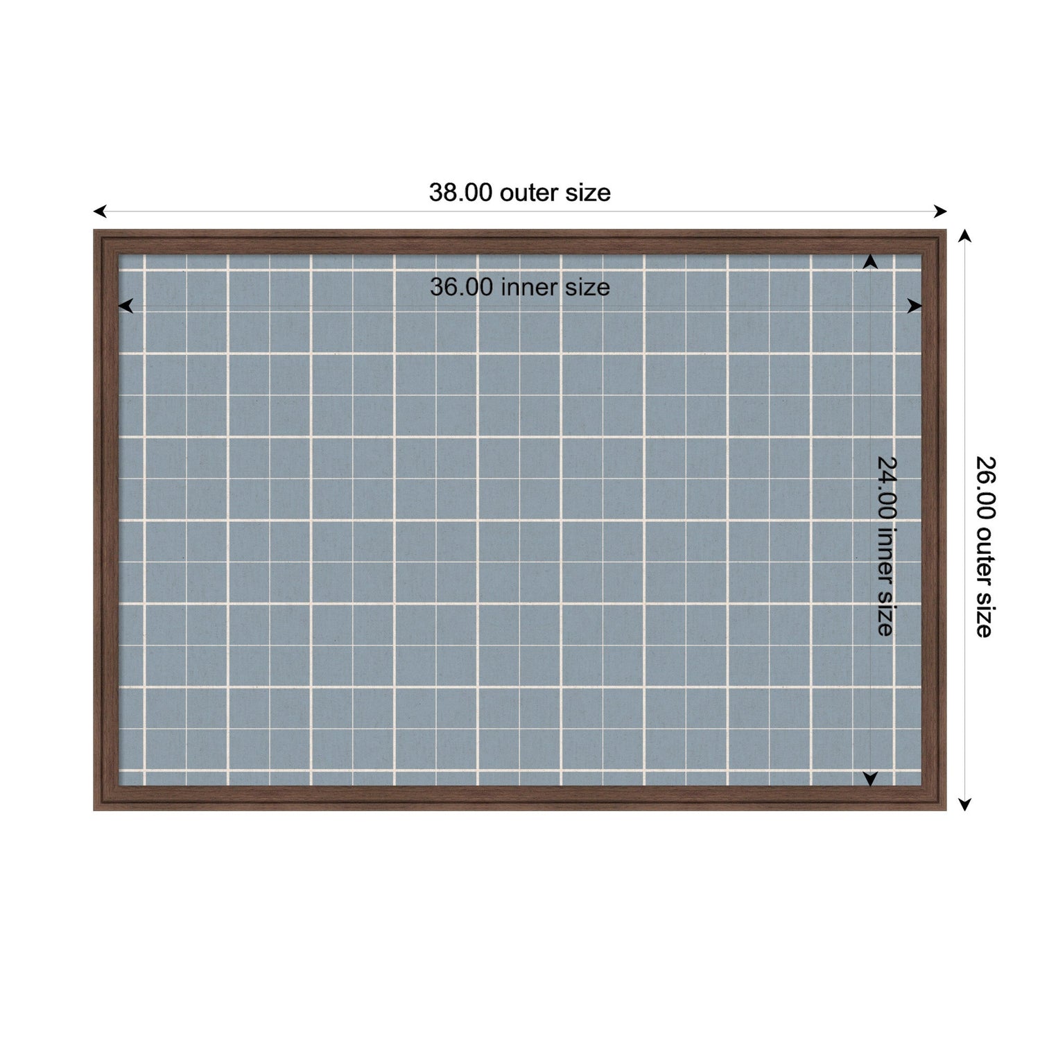 Framed Fabric Pinboard Light Blue Plaid Wall Organization