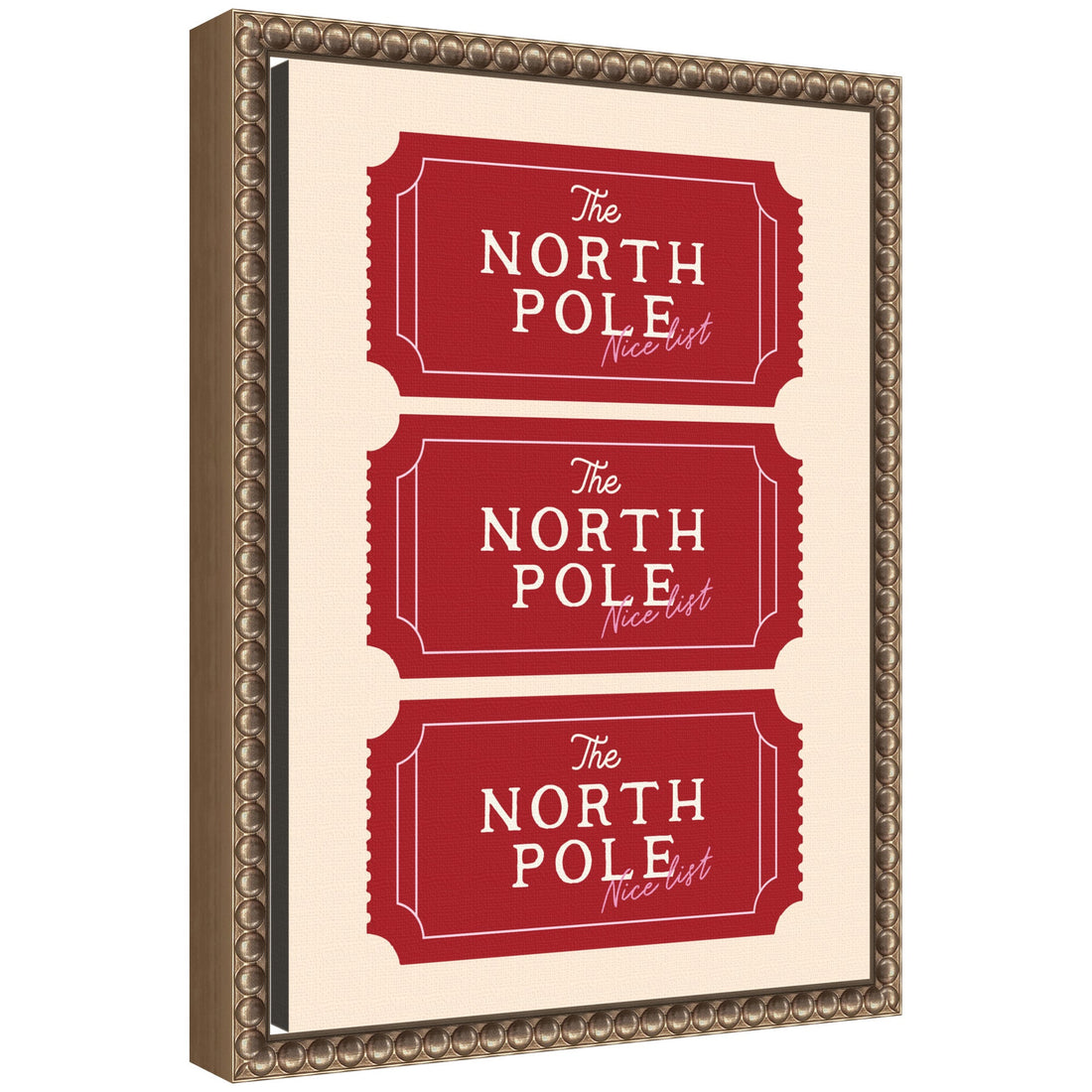 Christmas North Pole Ticket by Lucky Guava Framed Canvas Wall Art Print