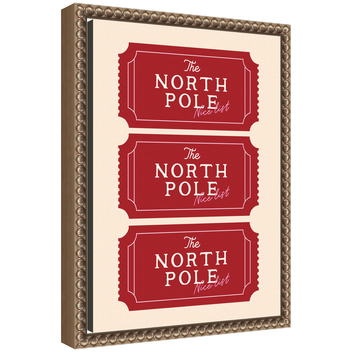 Christmas North Pole Ticket by Lucky Guava Framed Canvas Wall Art Print