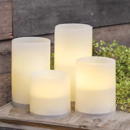 Warm Light White Timer Pillar Candle, 3x4