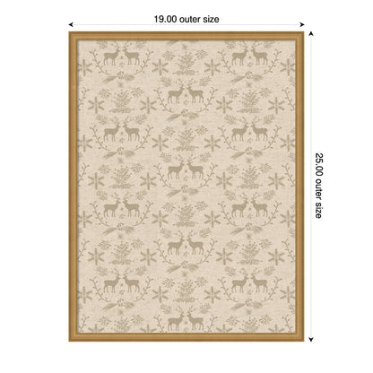 Framed Fabric Pinboard Reindeer Linen Printed Bulletin Board