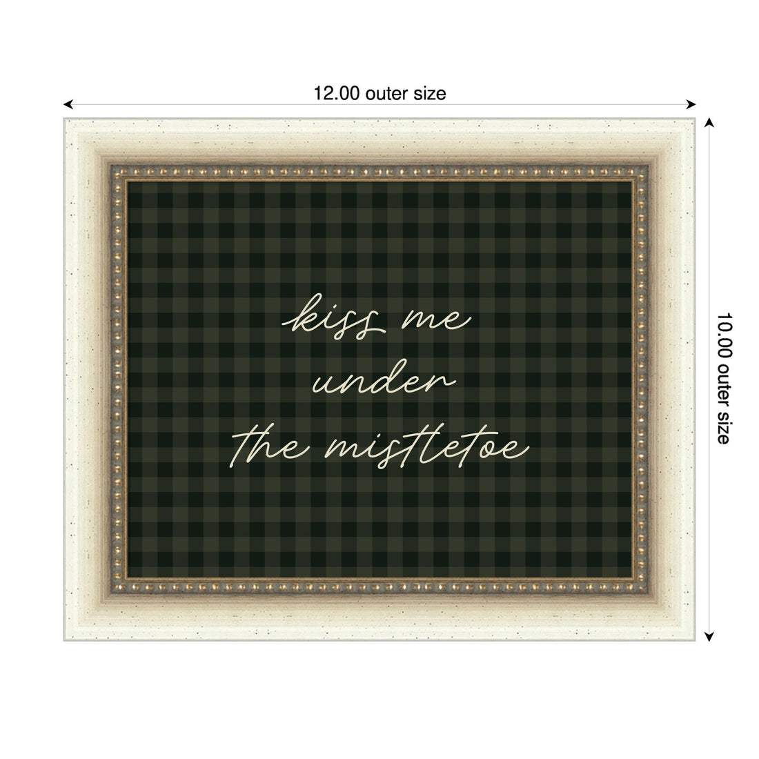 Mistletoe Kiss Green Gingham by The Creative Bunch Studio Framed Mounted Canvas Wall Art Print