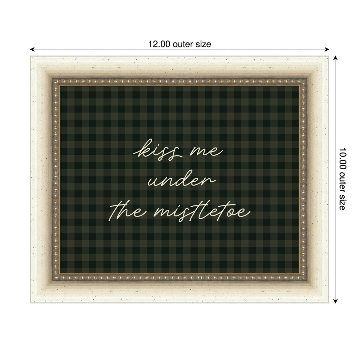Mistletoe Kiss Green Gingham by The Creative Bunch Studio Framed Mounted Canvas Wall Art Print