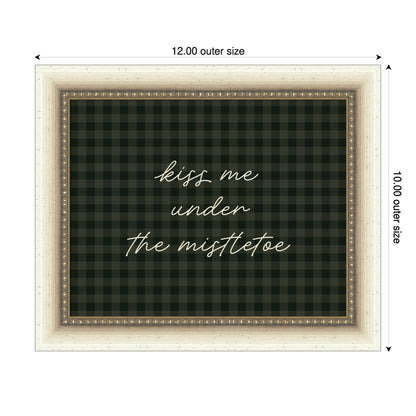 Mistletoe Kiss Green Gingham by The Creative Bunch Studio Framed Mounted Canvas Wall Art Print