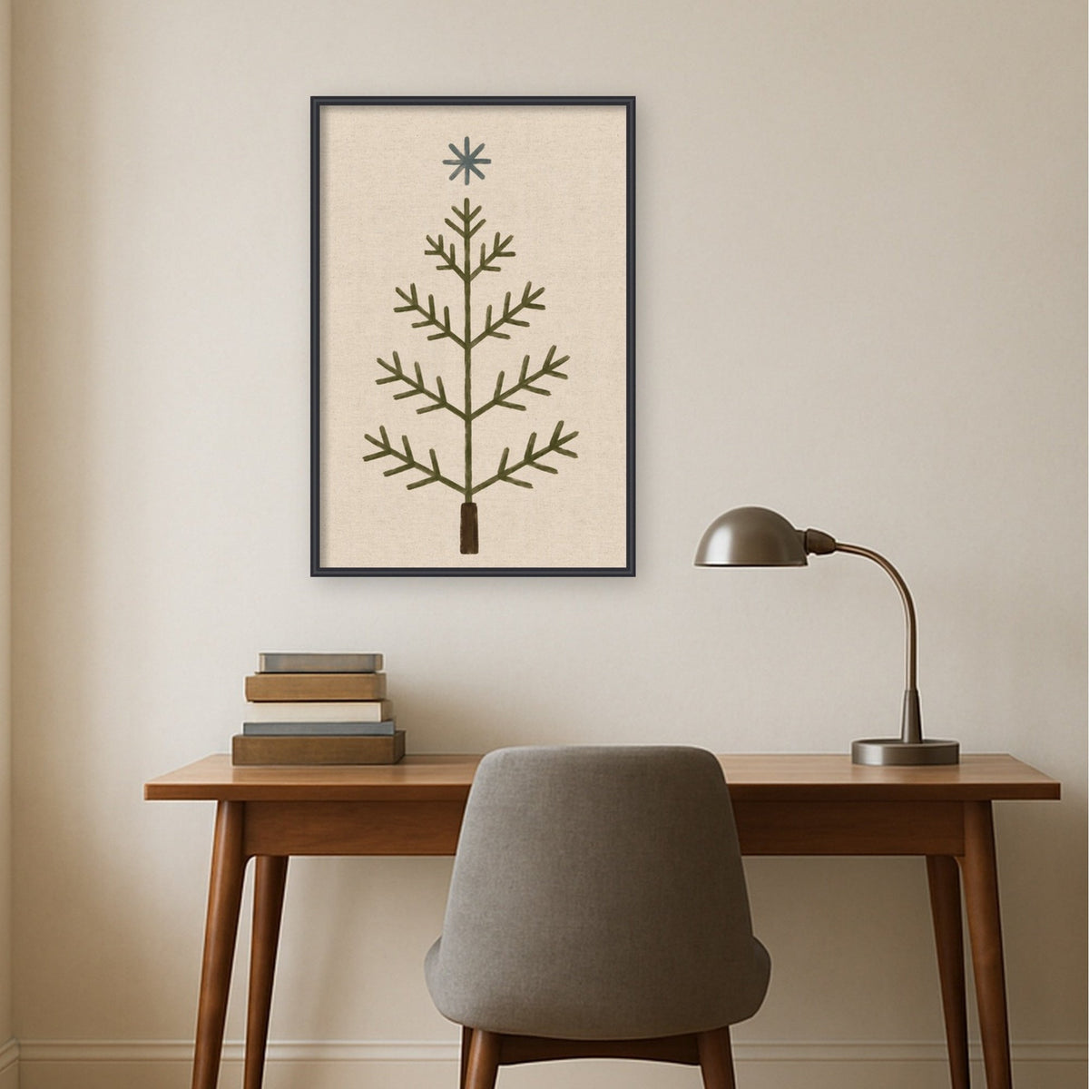Framed Fabric Magnetic Board Scandi Tree Linen Wall Organization