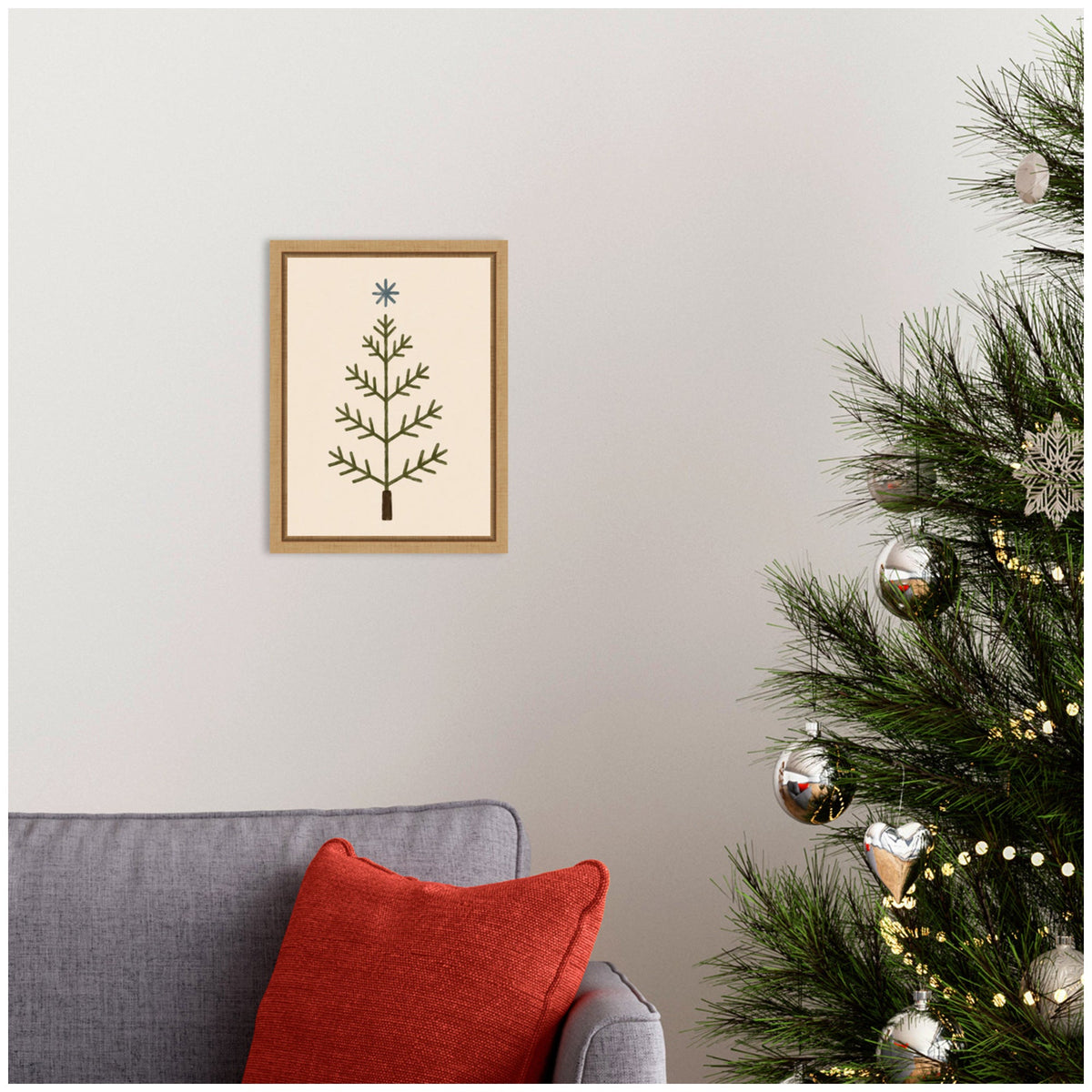 Scandinavian Tree by Laura Moss Framed Canvas Wall Art Print