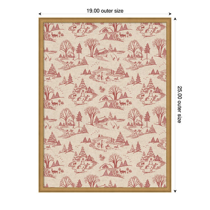 Kate and Laurel Framed Fabric Pinboard Wonderland Red Toile