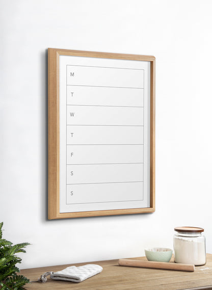 Blake Weekly Menu Framed Printed Glass by The Creative Bunch Studio