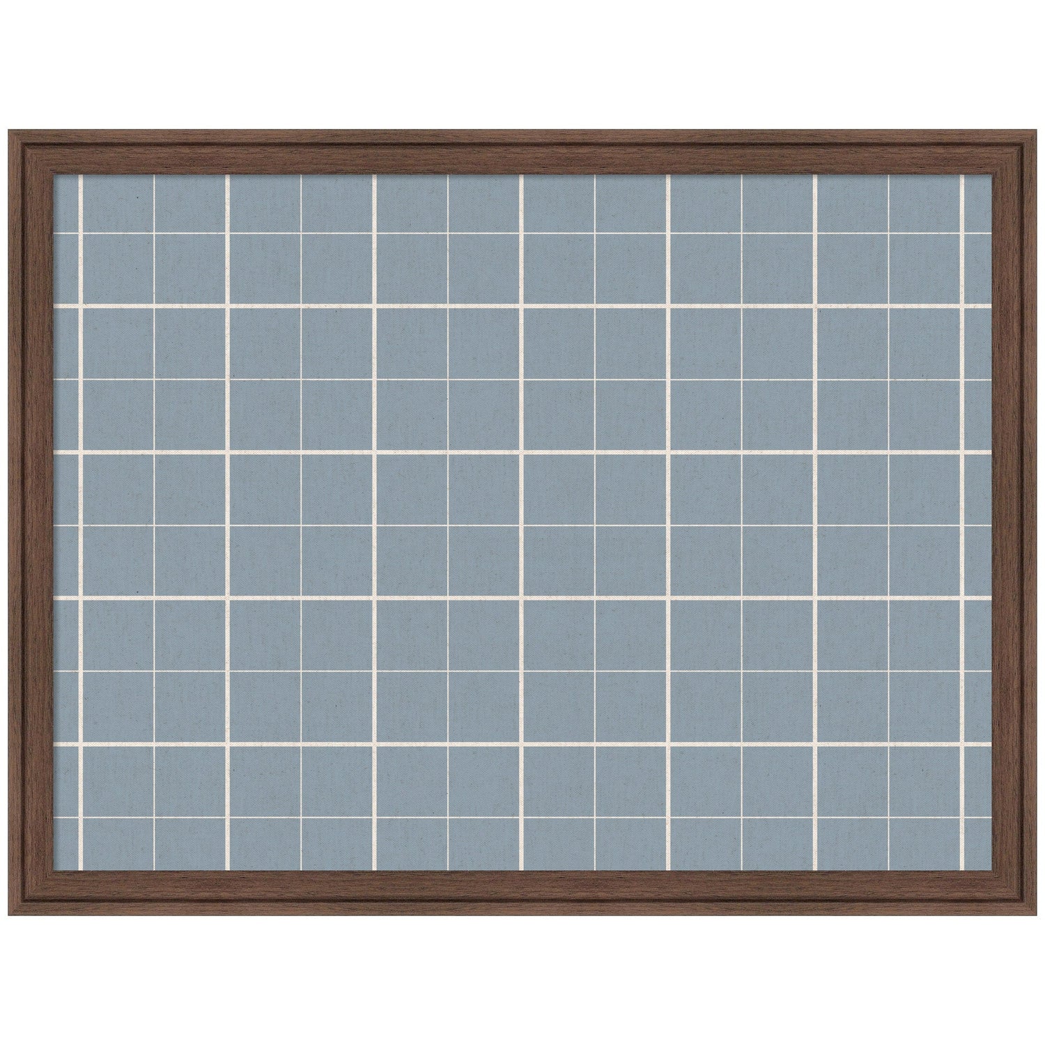 Framed Fabric Pinboard Light Blue Plaid Wall Organization