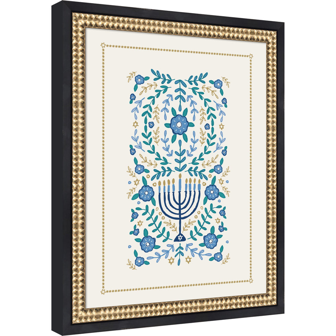 VYD Hanukkah Garden by Vicky Yorke Framed Mounted Canvas Wall Art Print