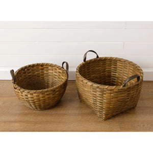 Round Chipwood Baskets- Set of 2