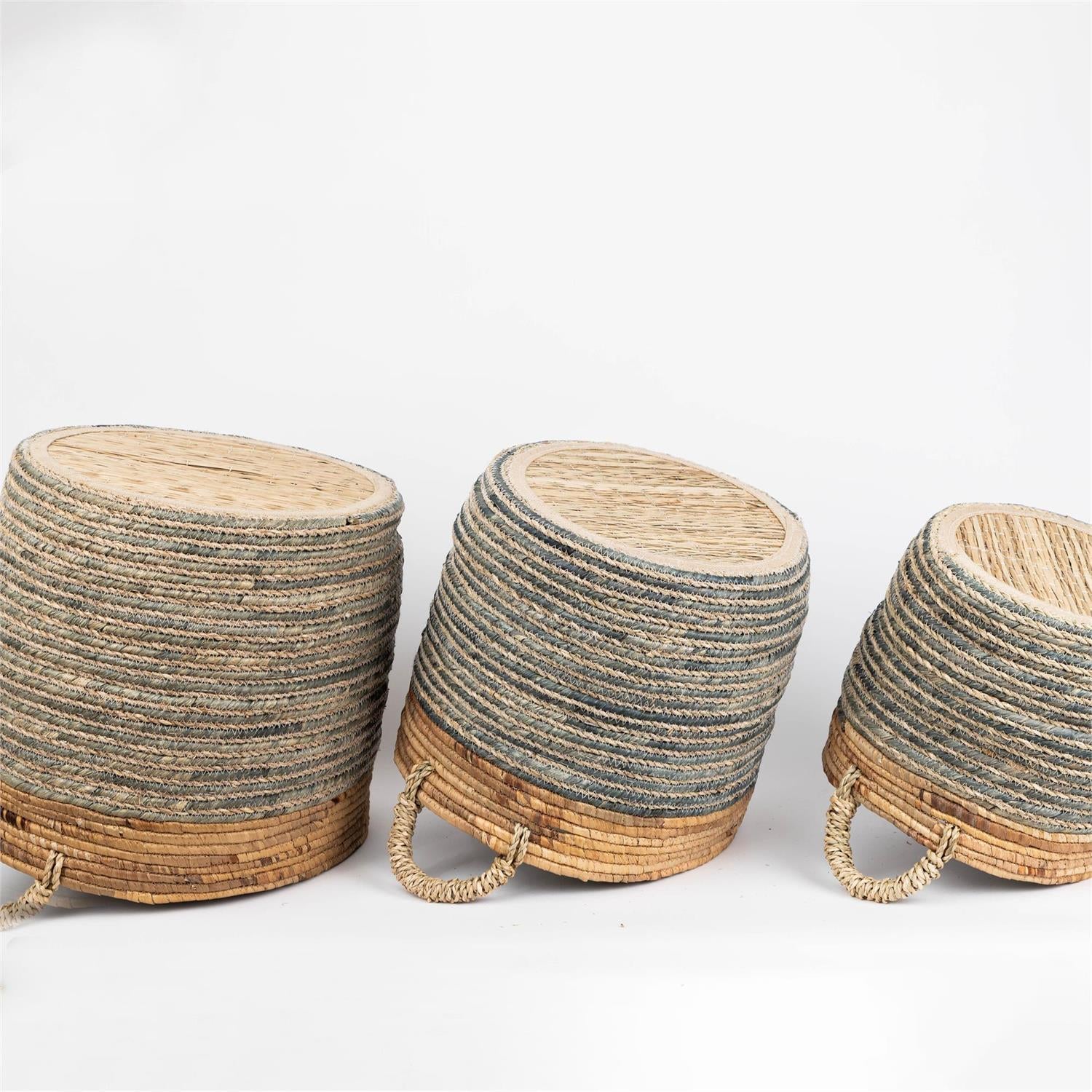 Baskets - Coiled Dusty Blue And Natural