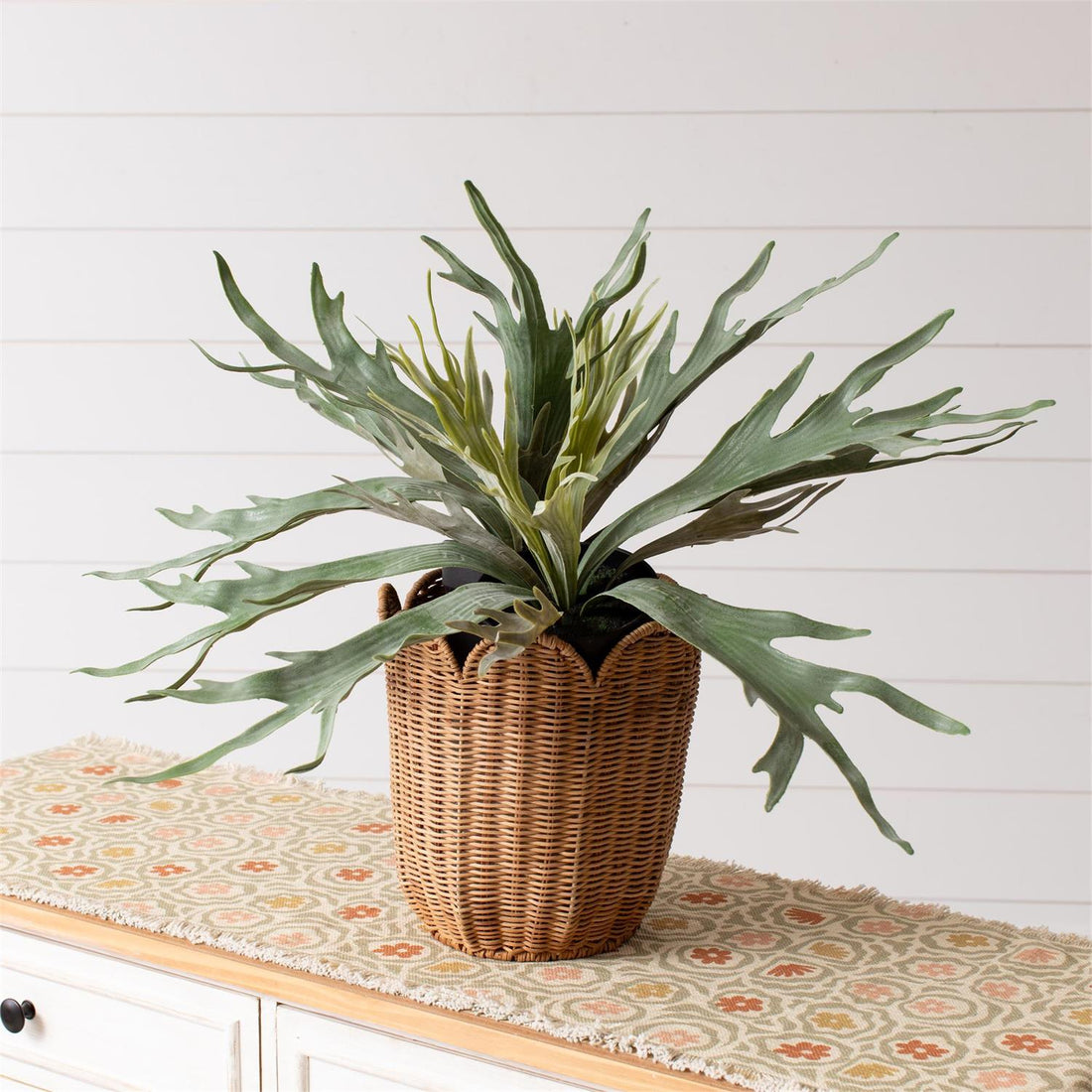 Basket - Round Woven Rattan Scalloped Edge