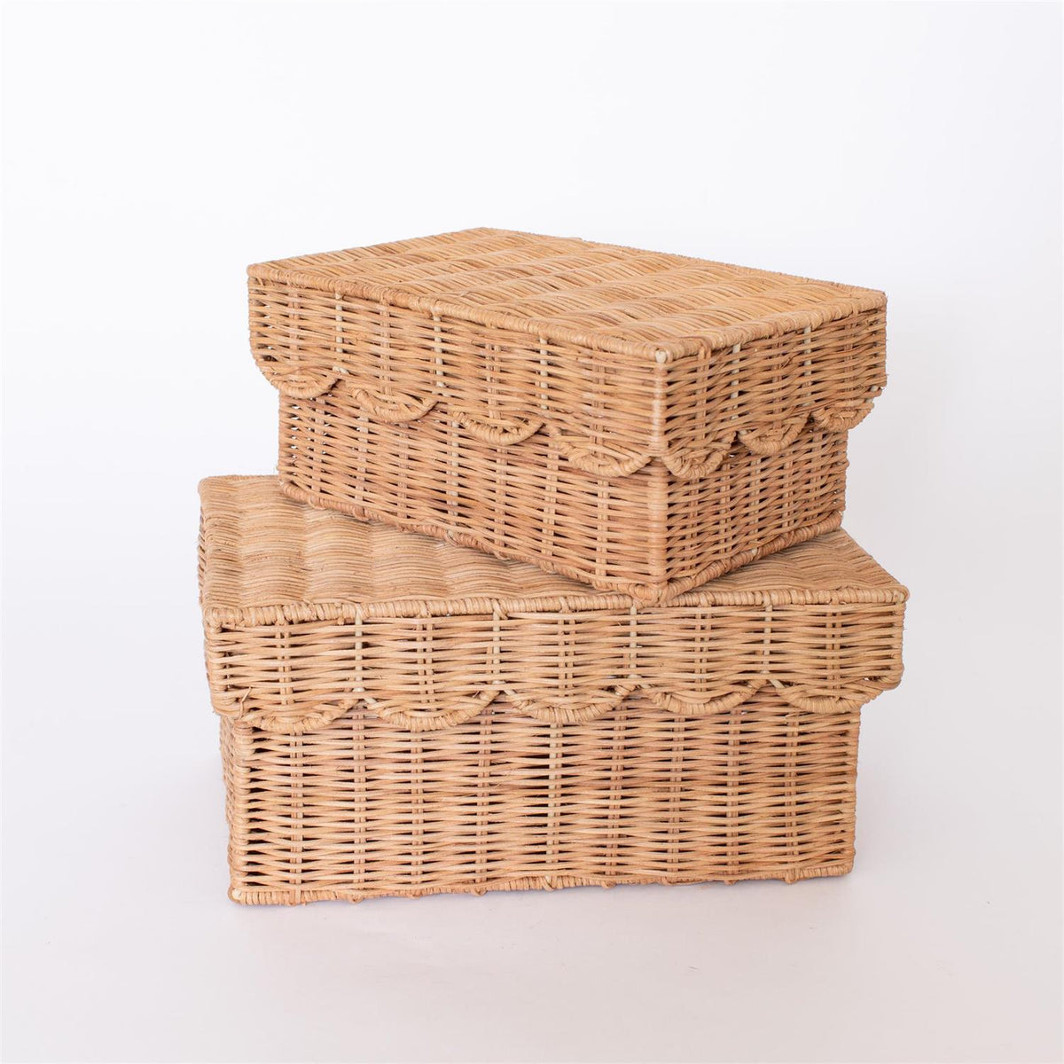 Scalloped Lidded Basket Box (Set of 2)