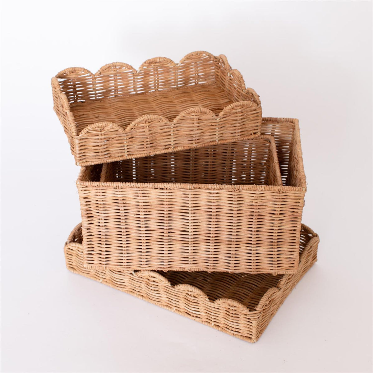 Scalloped Lidded Basket Box (Set of 2)