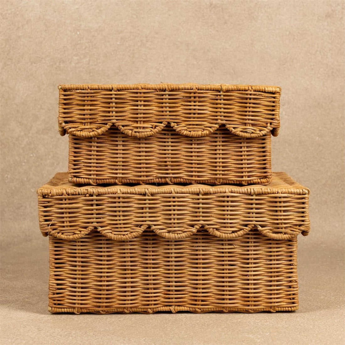 Scalloped Lidded Basket Box (Set of 2)