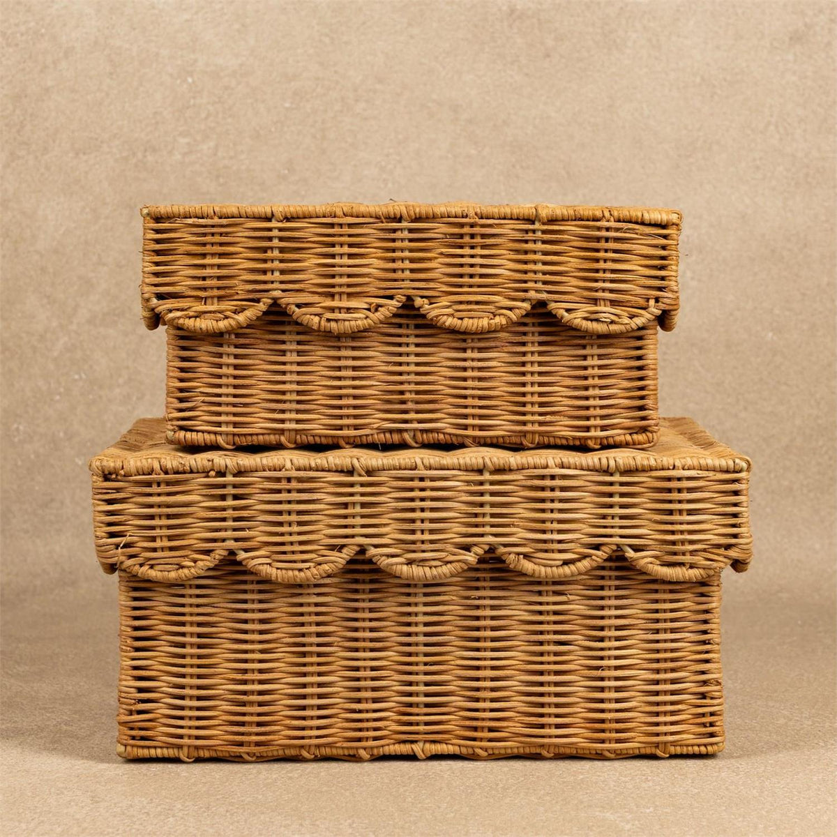 Scalloped Lidded Basket Box (Set of 2)