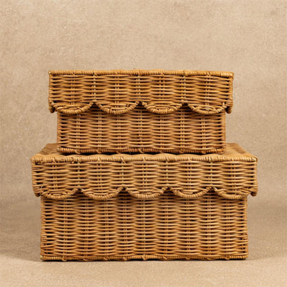 Scalloped Lidded Basket Box (Set of 2)