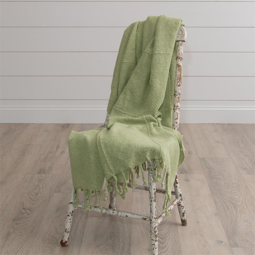 Celery Green Throw With Tassels The Bell & Nook