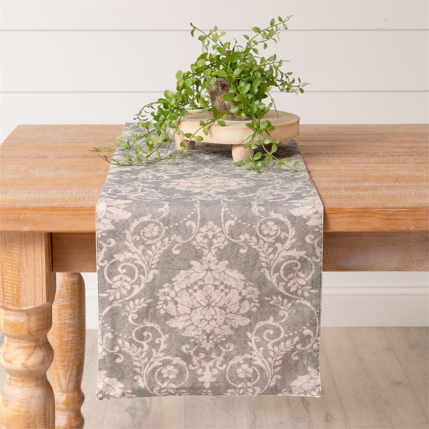 Table Runner- Vintage Inspired Print, Dusty Blue