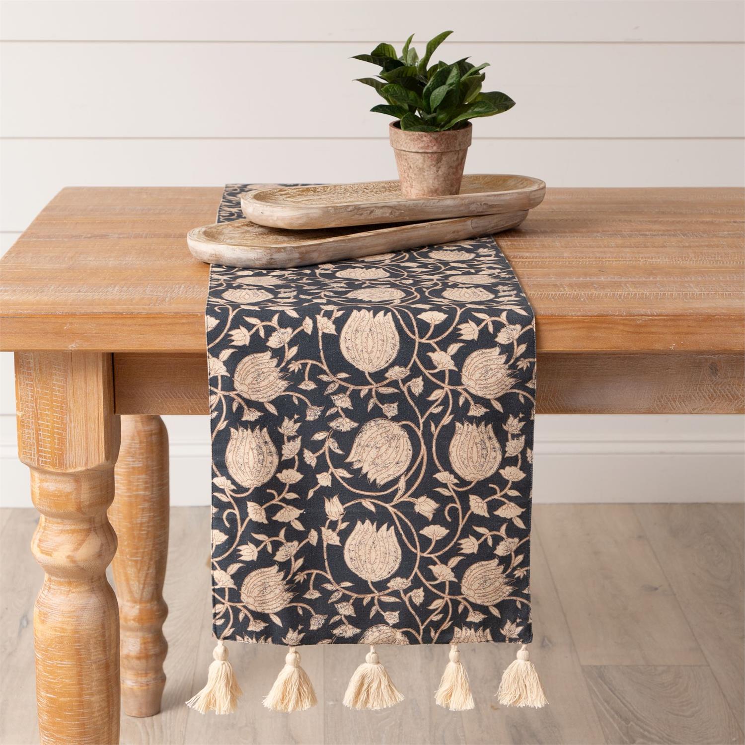 Table Runner - Navy Block Print
