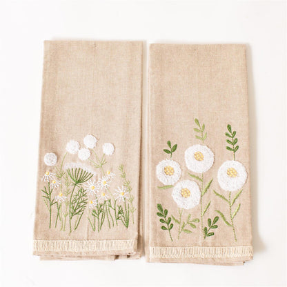 Tea Towels - Chamomile Floral Embroidered (Set Of 2)