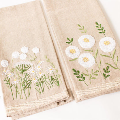 Tea Towels - Chamomile Floral Embroidered (Set Of 2)