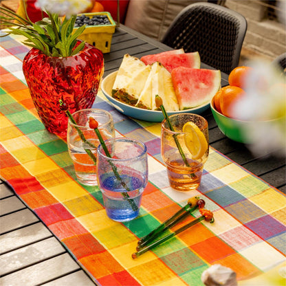 Table Runner - Color Pop Plaid With Tassels