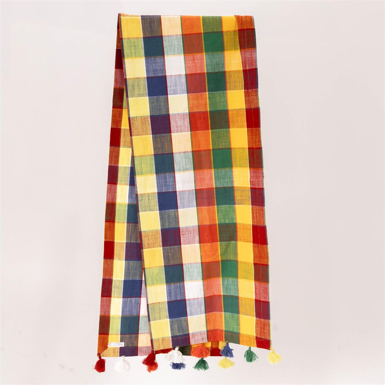 Table Runner - Color Pop Plaid With Tassels