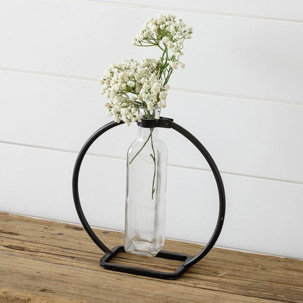 STEM VASE WITH METAL STAND, LARGE