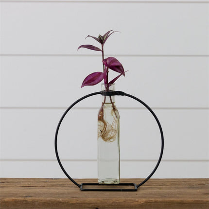 STEM VASE WITH METAL STAND, LARGE