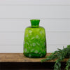 GREEN ETCHED FLORAL VASE