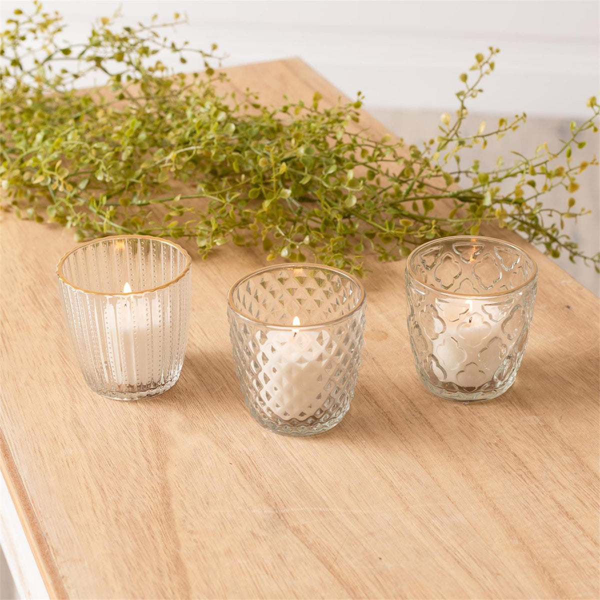 Glass Votive Holder with Gold Rim