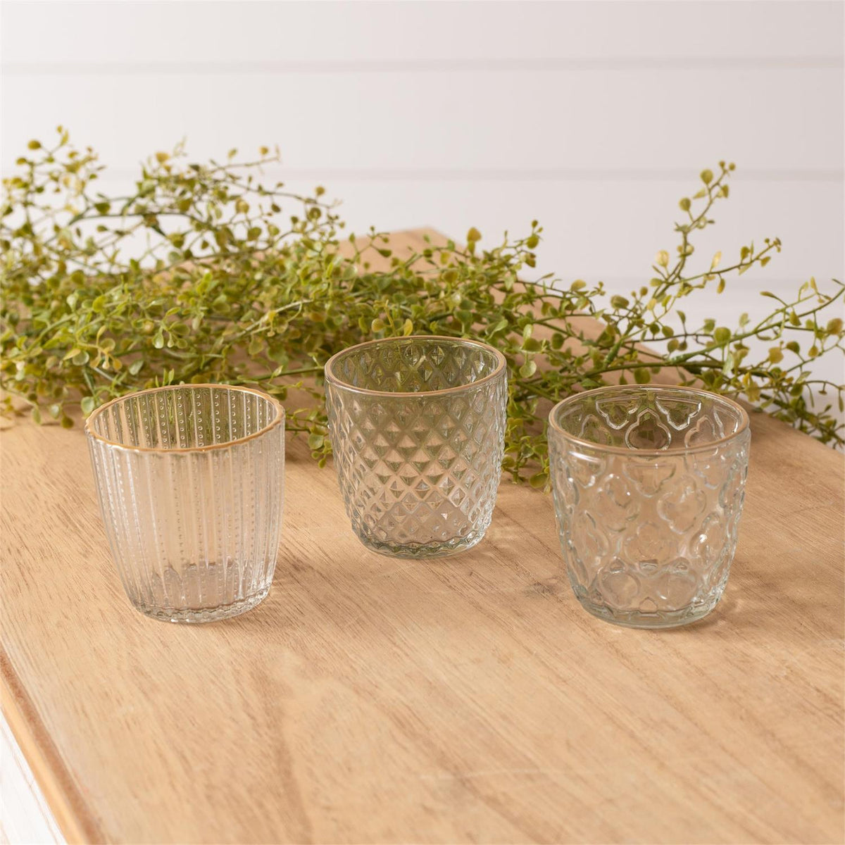 Glass Votive Holder with Gold Rim