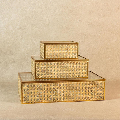 Gilded Lattice Glass Box Set