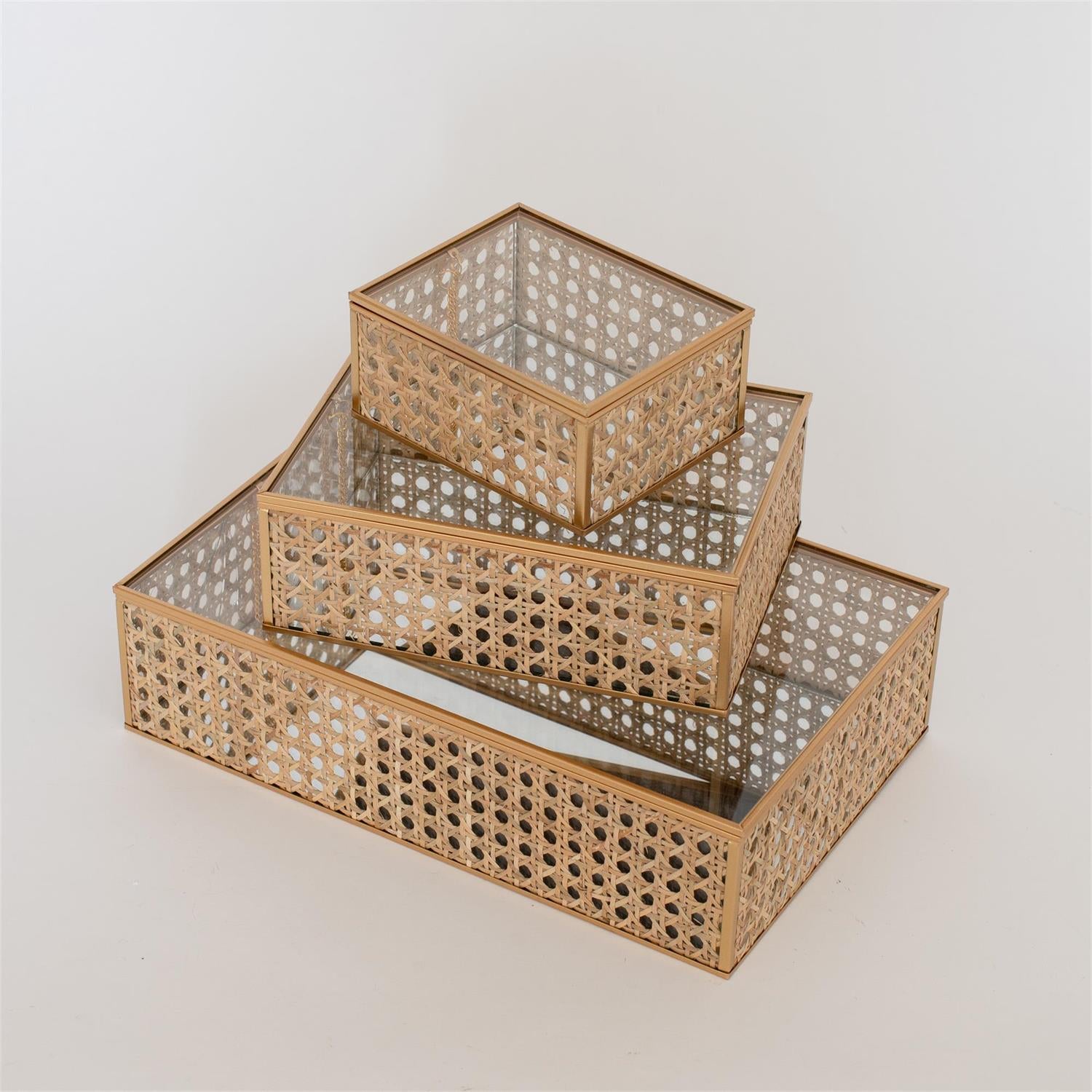 Gilded Lattice Glass Box Set