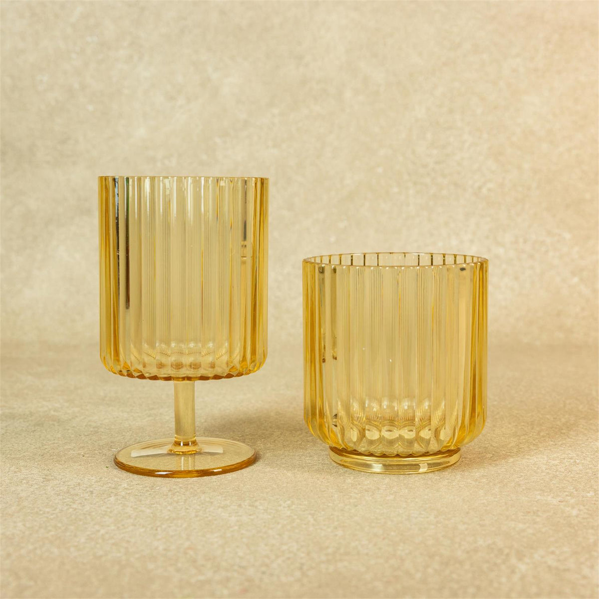 Ribbed Radiance Drinkware in Acrylic, Golden Dawn (Set of 2)