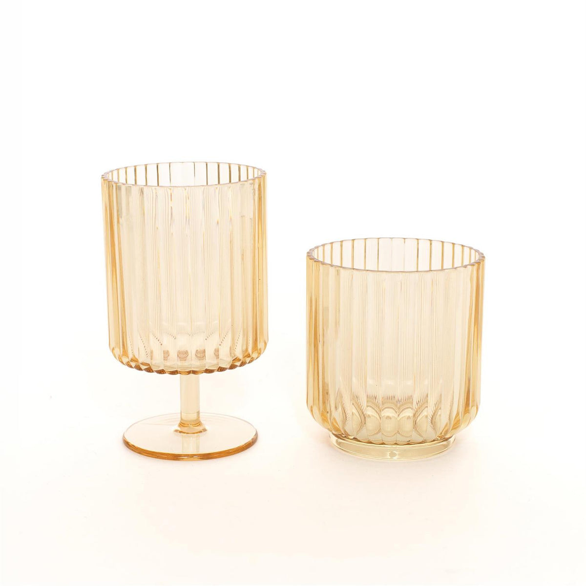 Ribbed Radiance Drinkware in Acrylic, Golden Dawn (Set of 2)