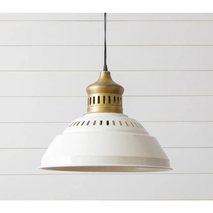 Pendant Light - Antique Brass And White