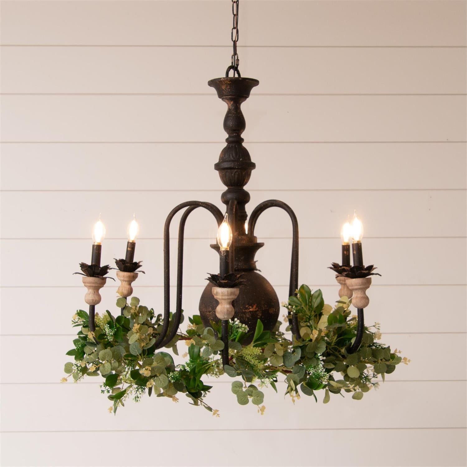 RUSTY BLACK 6-LIGHT CANDLE STYLE CHANDELIER