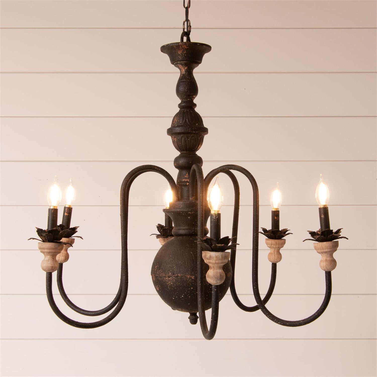 RUSTY BLACK 6-LIGHT CANDLE STYLE CHANDELIER