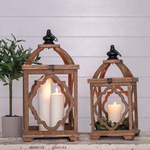 LANTERNS - WOOD WITH CUT OUT DESIGN