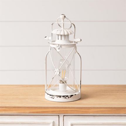 WHITE METAL LANTERN