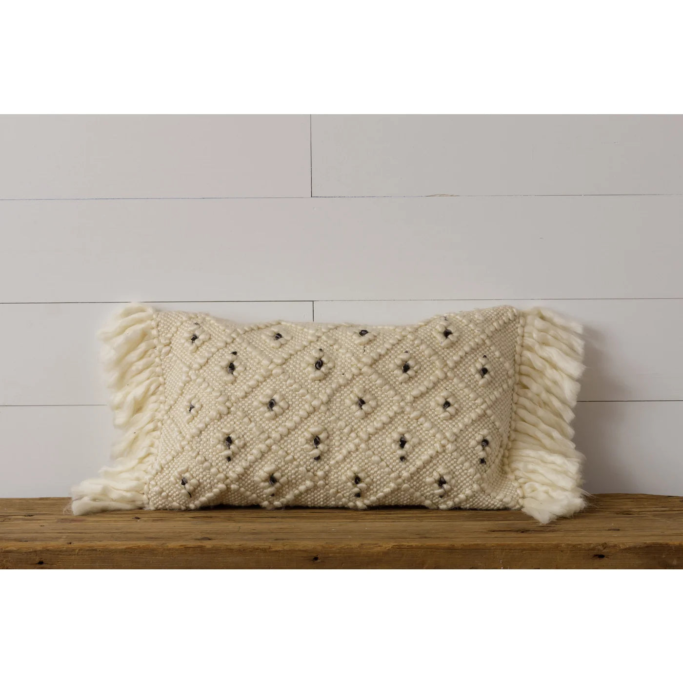 Woven Pillow With Shag