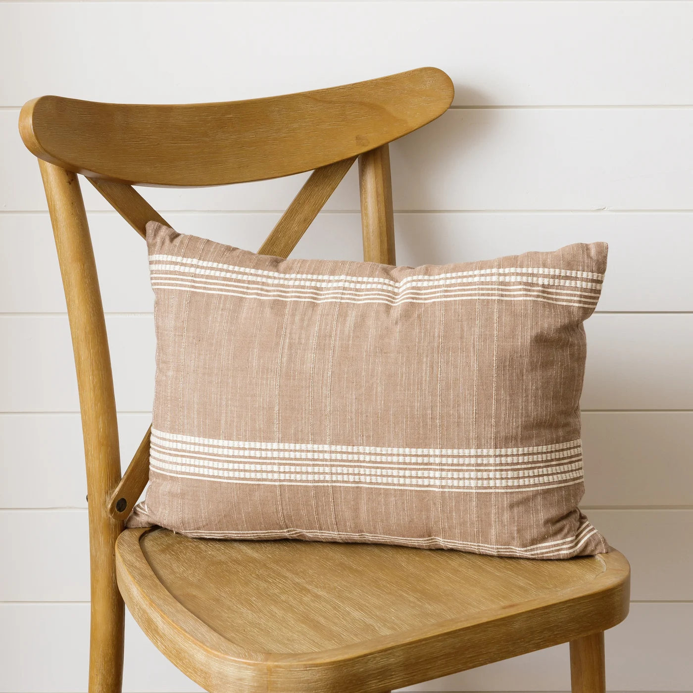 Woven Stripe Lumbar Pillow, Praline