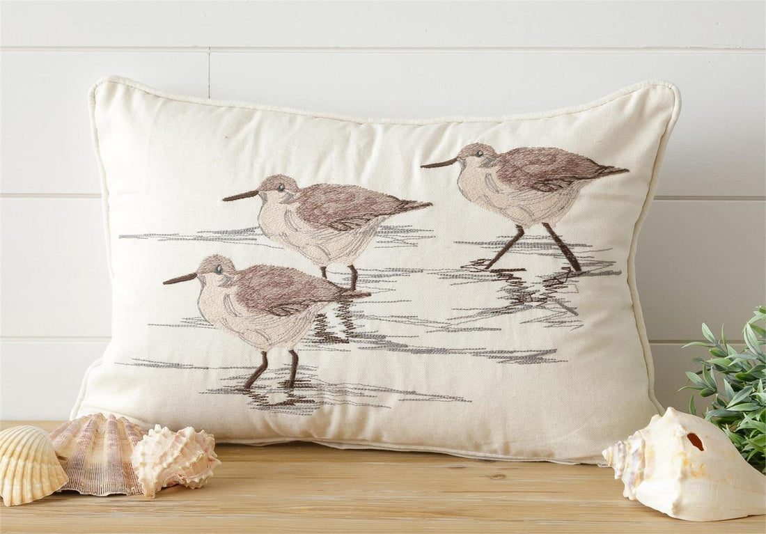 PILLOW - EMBROIDERED SANDPIPERS